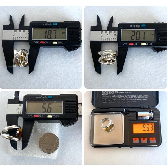 Signed Sterling Silver 925 Faceted Tigers Eye Split Shank Wide Band Ring 6.75 - Picture 11 of 16